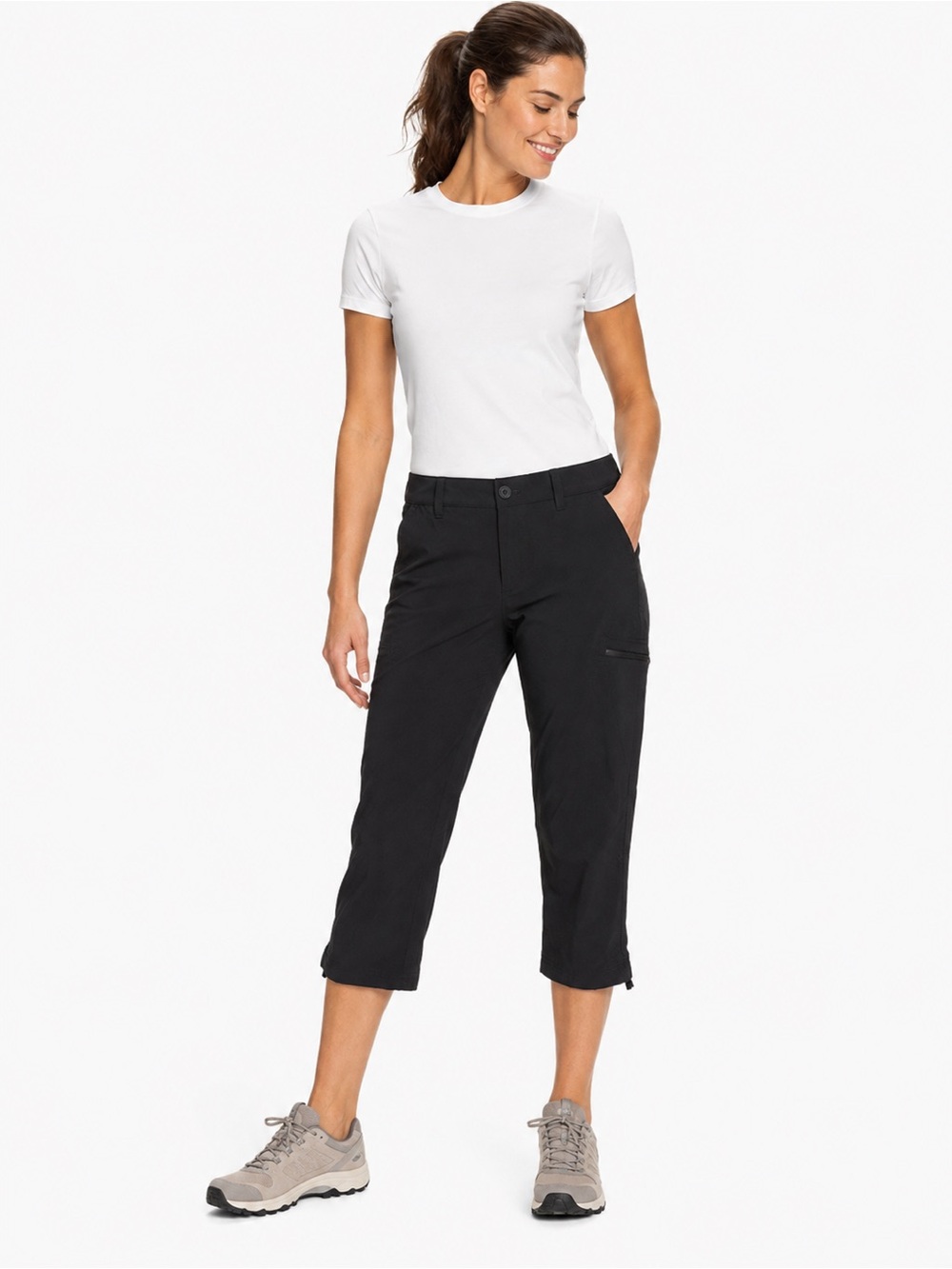 Eddie Bauer Stretch Ripstop Crop Pants Black Size 8 Hiking Travel